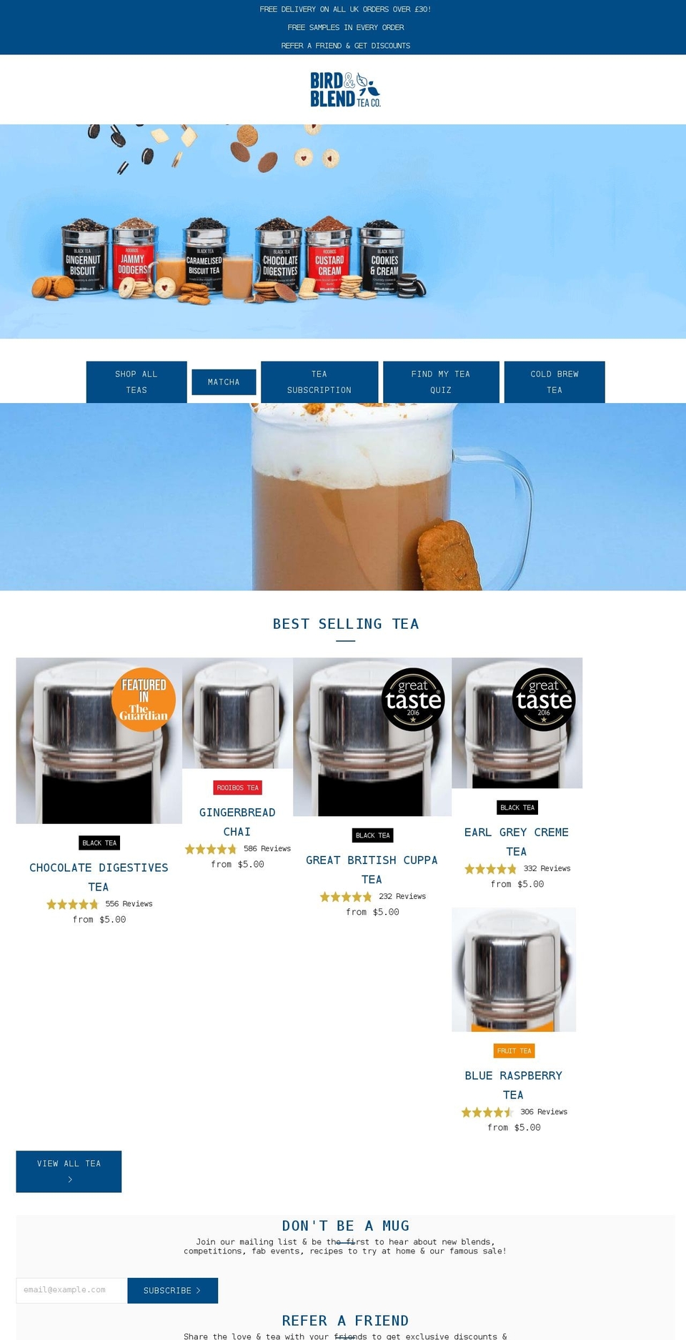 birdandblendtea.us shopify website screenshot