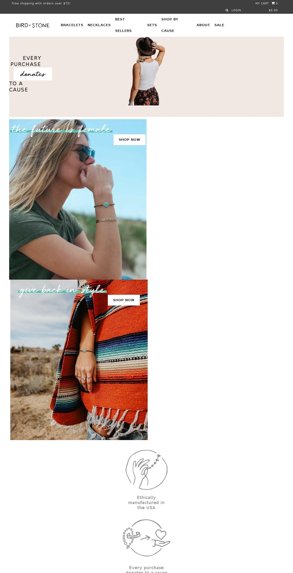 birdandstone.com shopify website screenshot