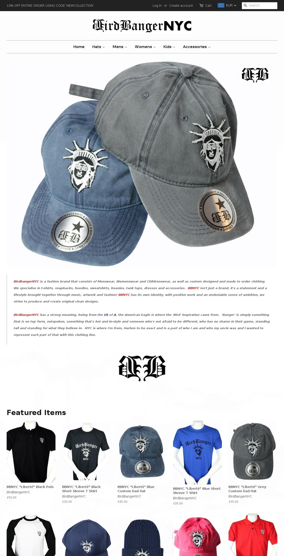 birdbangernyc.com — Shopify storefront screenshot