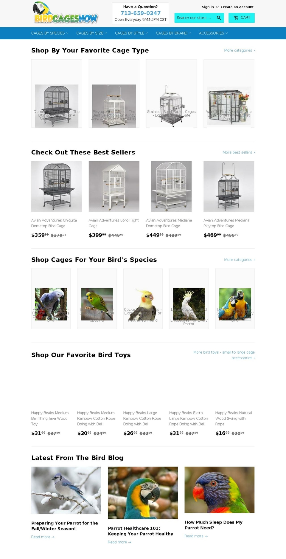 birdcagesnow.com — Shopify storefront screenshot