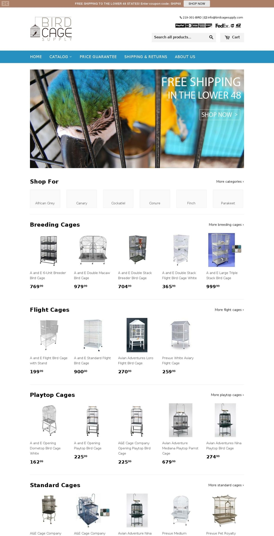 birdcagesupply.com shopify website screenshot