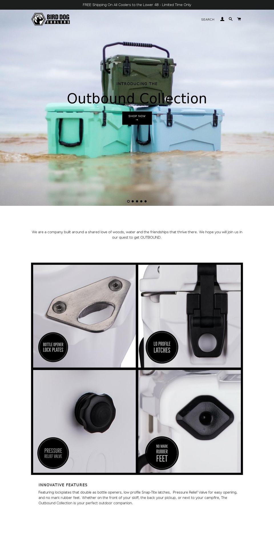 birddogcoolers.com — Shopify storefront screenshot