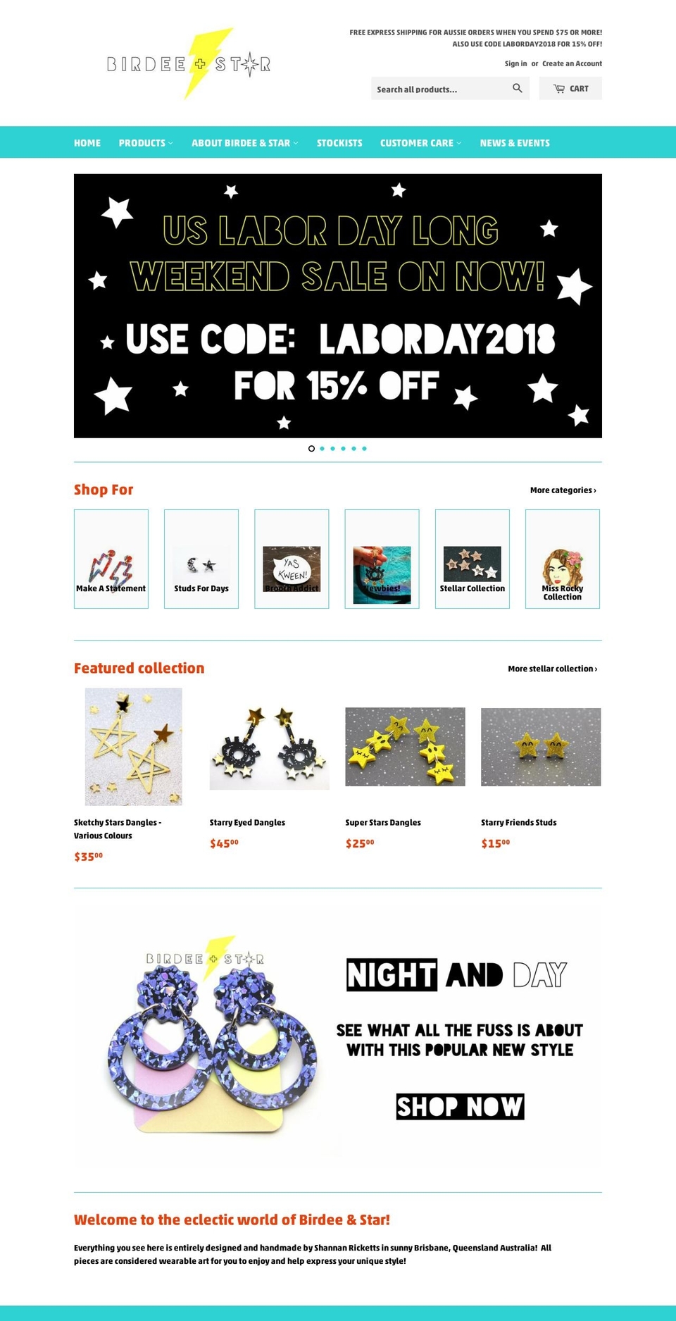 birdeeandstar.com — Shopify storefront screenshot
