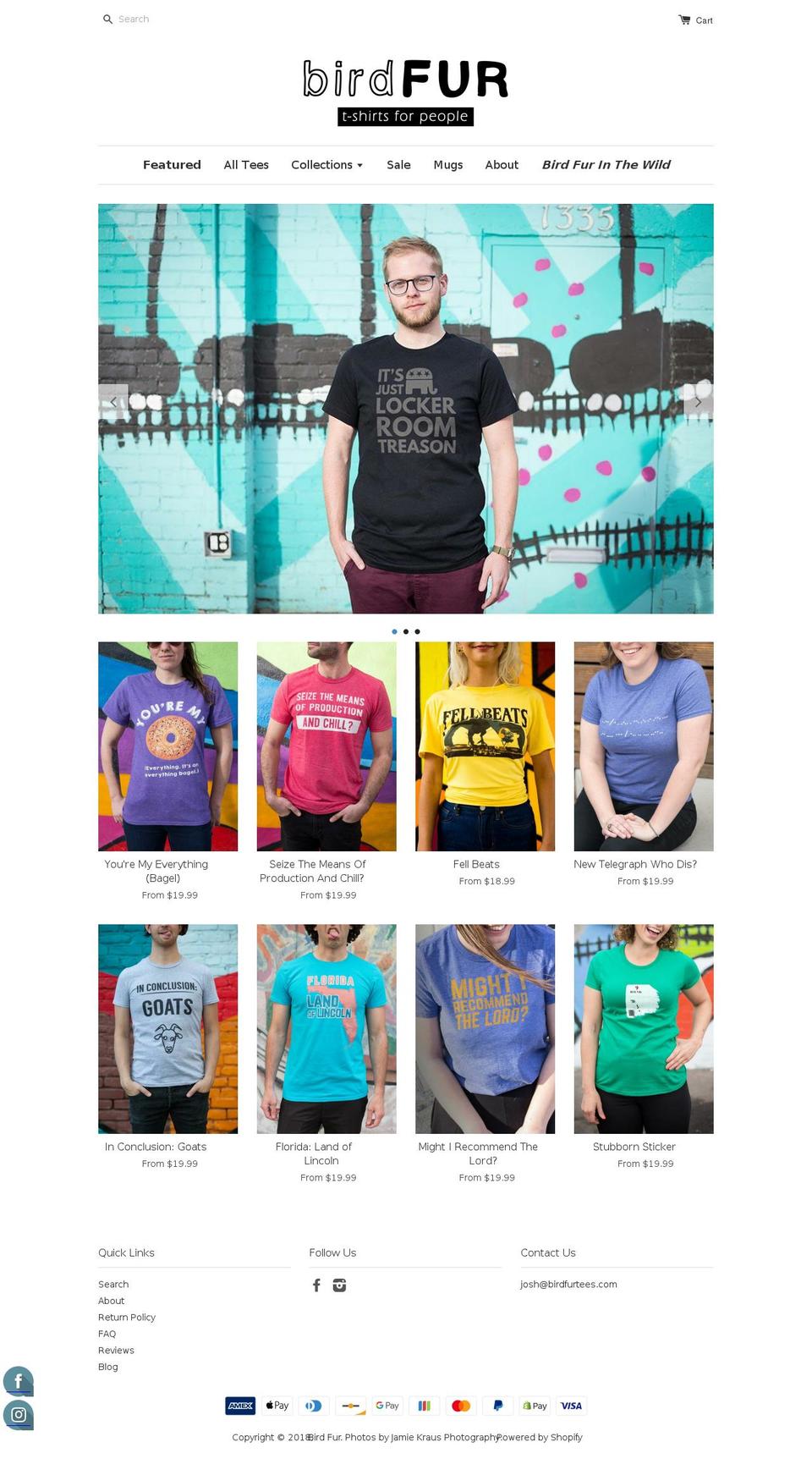 birdfurtees.com shopify website screenshot