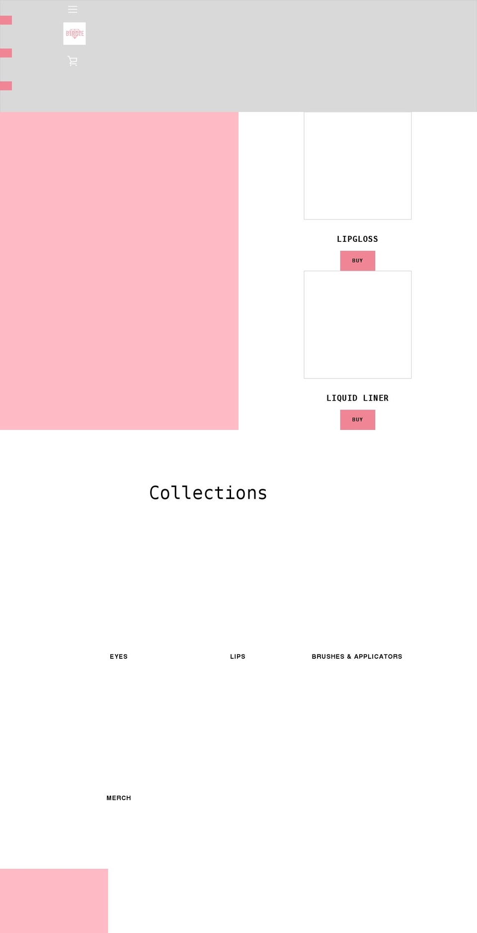 birdiecosmetics.com shopify website screenshot