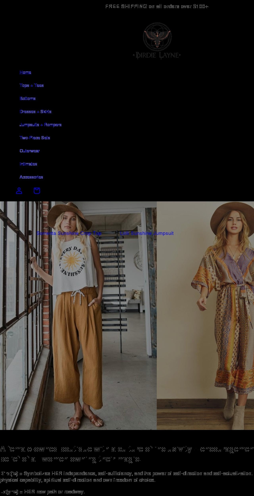 birdielayne.com shopify website screenshot