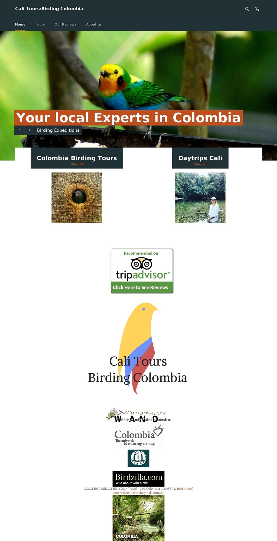 birdingcolombia.co shopify website screenshot