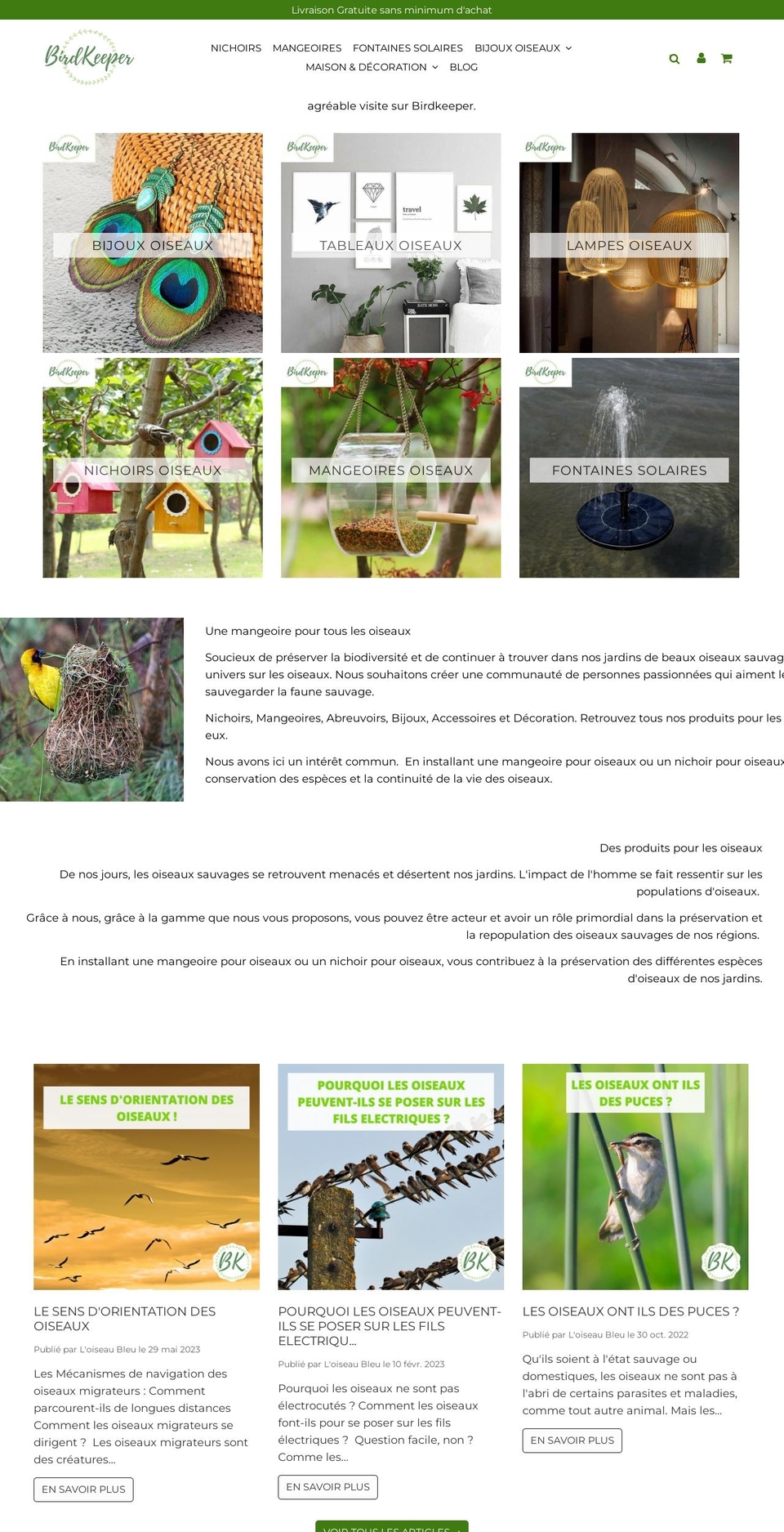 Speedfly---- Shopify theme site example birdkeeper.fr