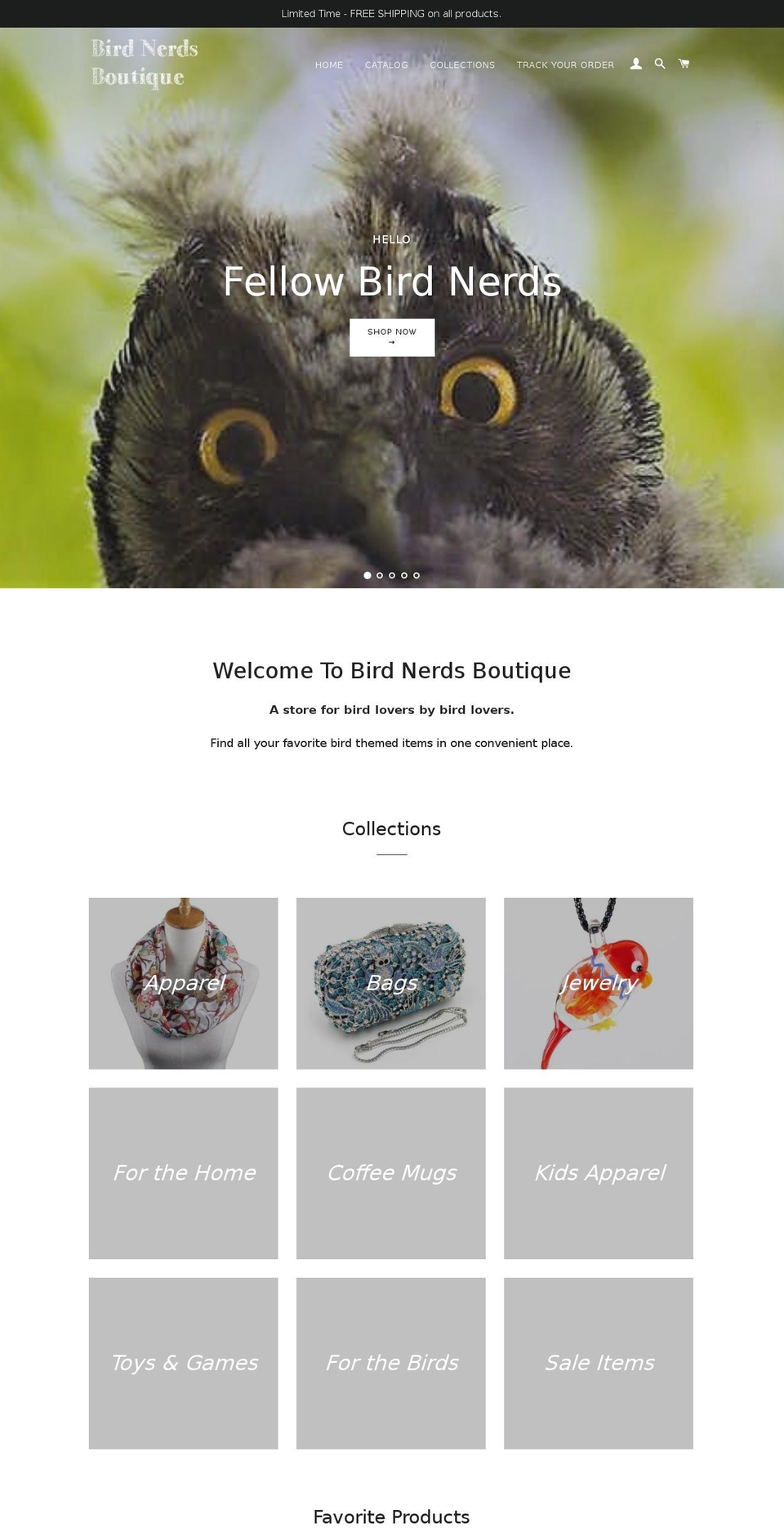 birdnerdsboutique.com shopify website screenshot