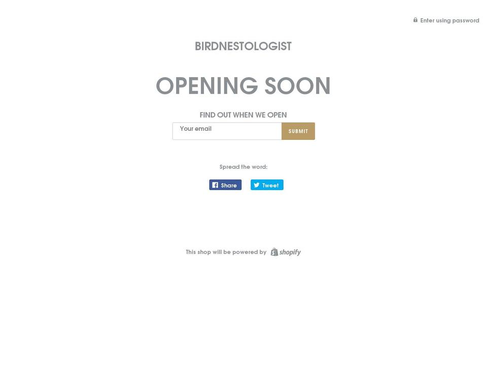 birdnestologist.com shopify website screenshot