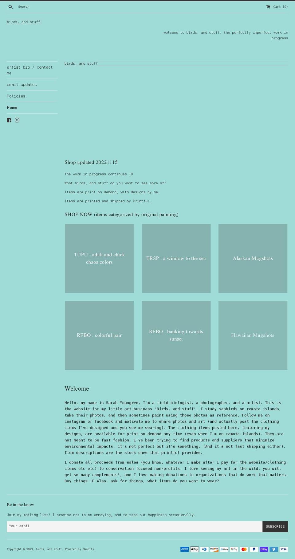 birds-and-stuff.myshopify.com shopify website screenshot