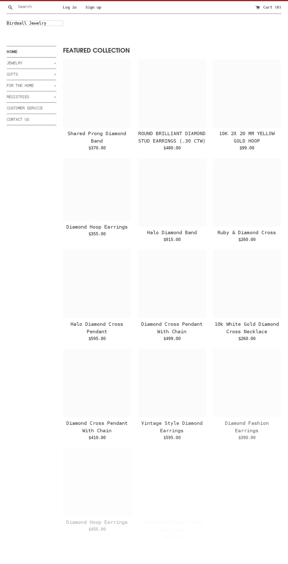 birdsalljewels.com shopify website screenshot