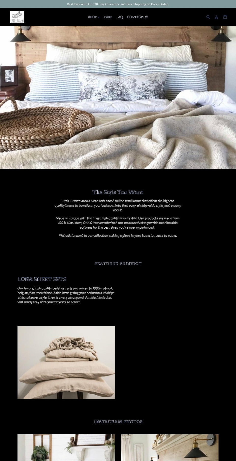 birdsandburrows.com shopify website screenshot