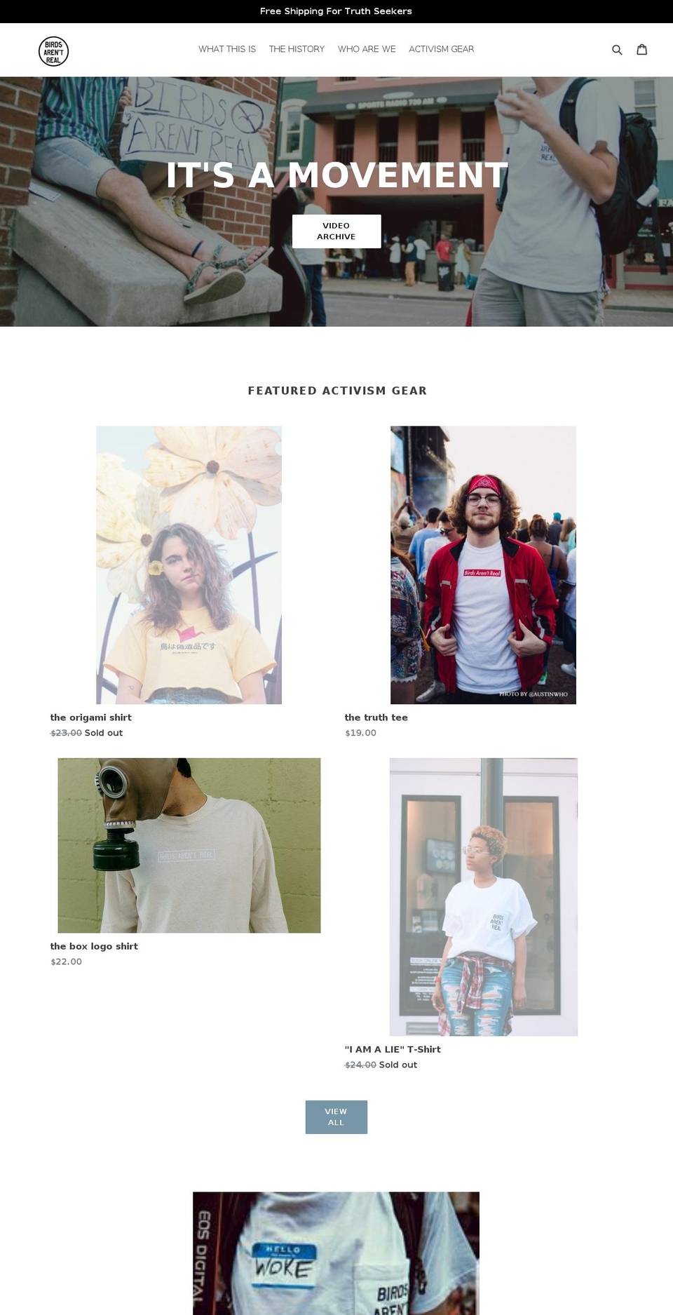 birdsarentreal.com — Shopify storefront screenshot
