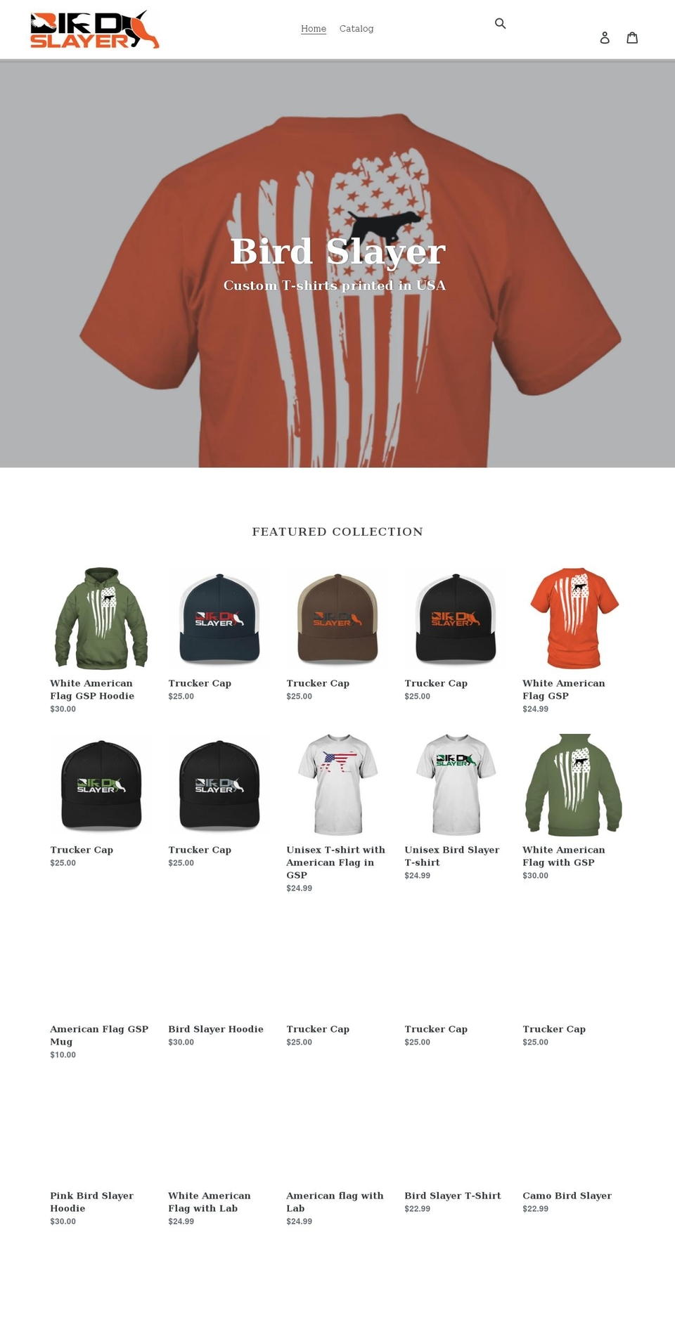 birdslayer.net shopify website screenshot