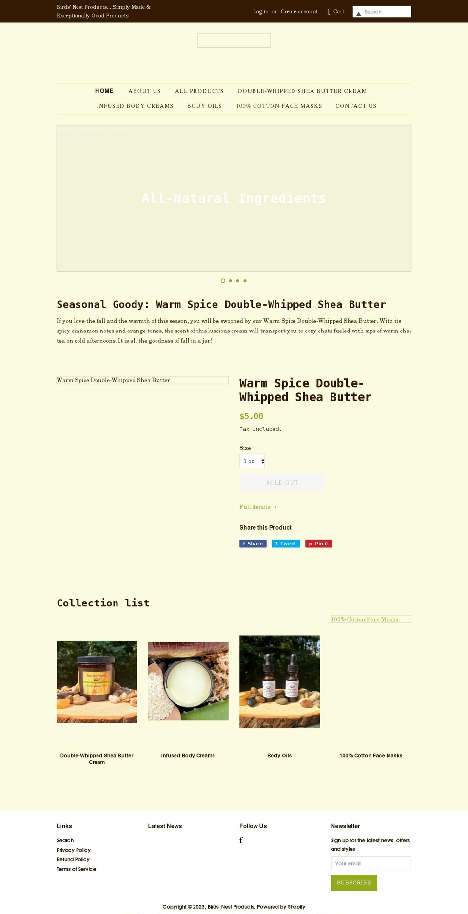 birdsnestproducts.com shopify website screenshot