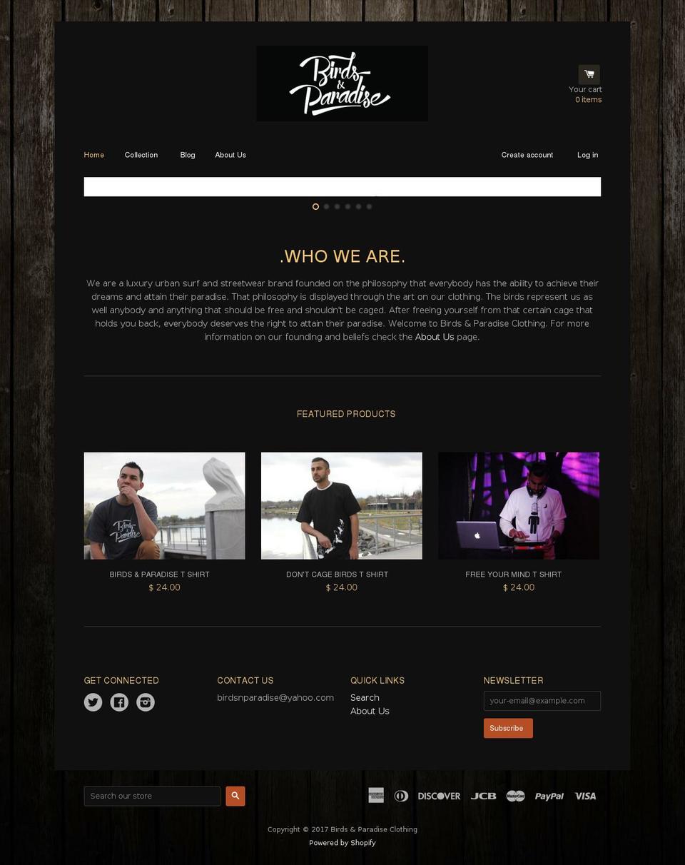 birdsnparadise.com shopify website screenshot