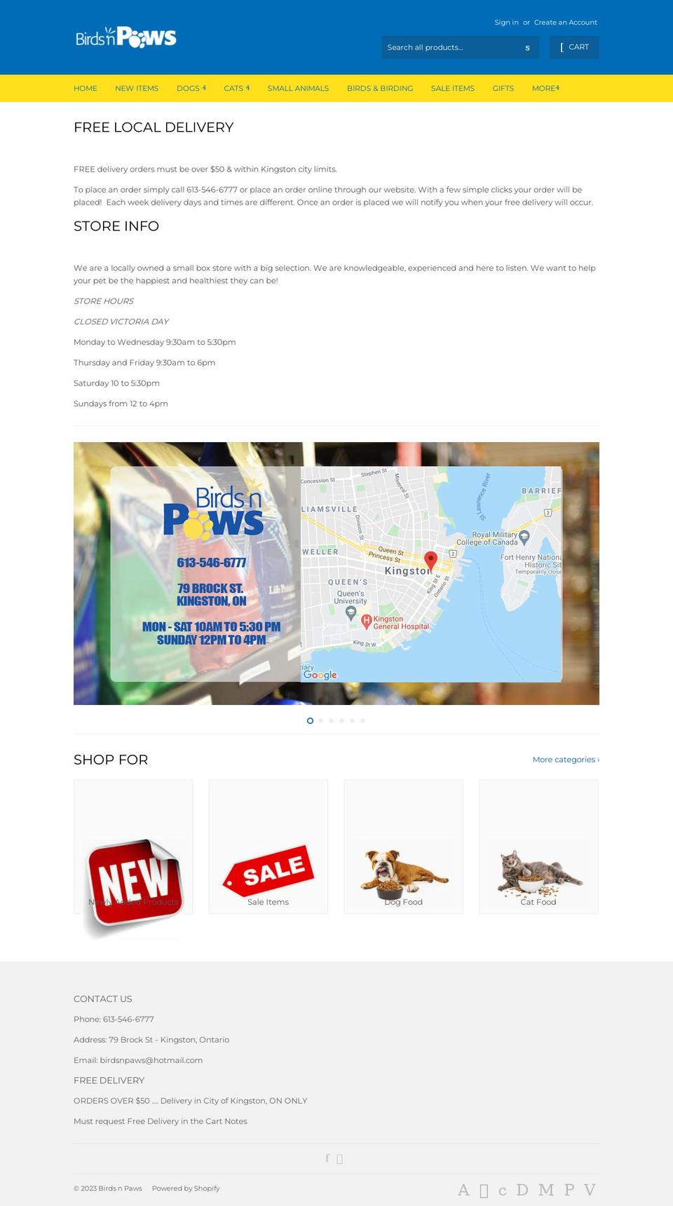 birdsnpaws.com shopify website screenshot