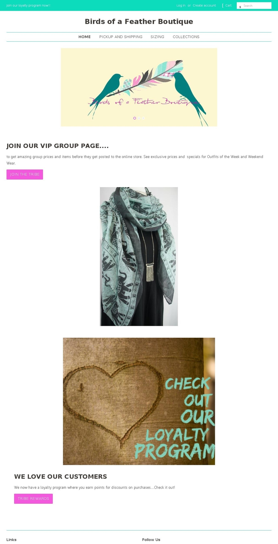 birdsofafeatherboutique.net shopify website screenshot