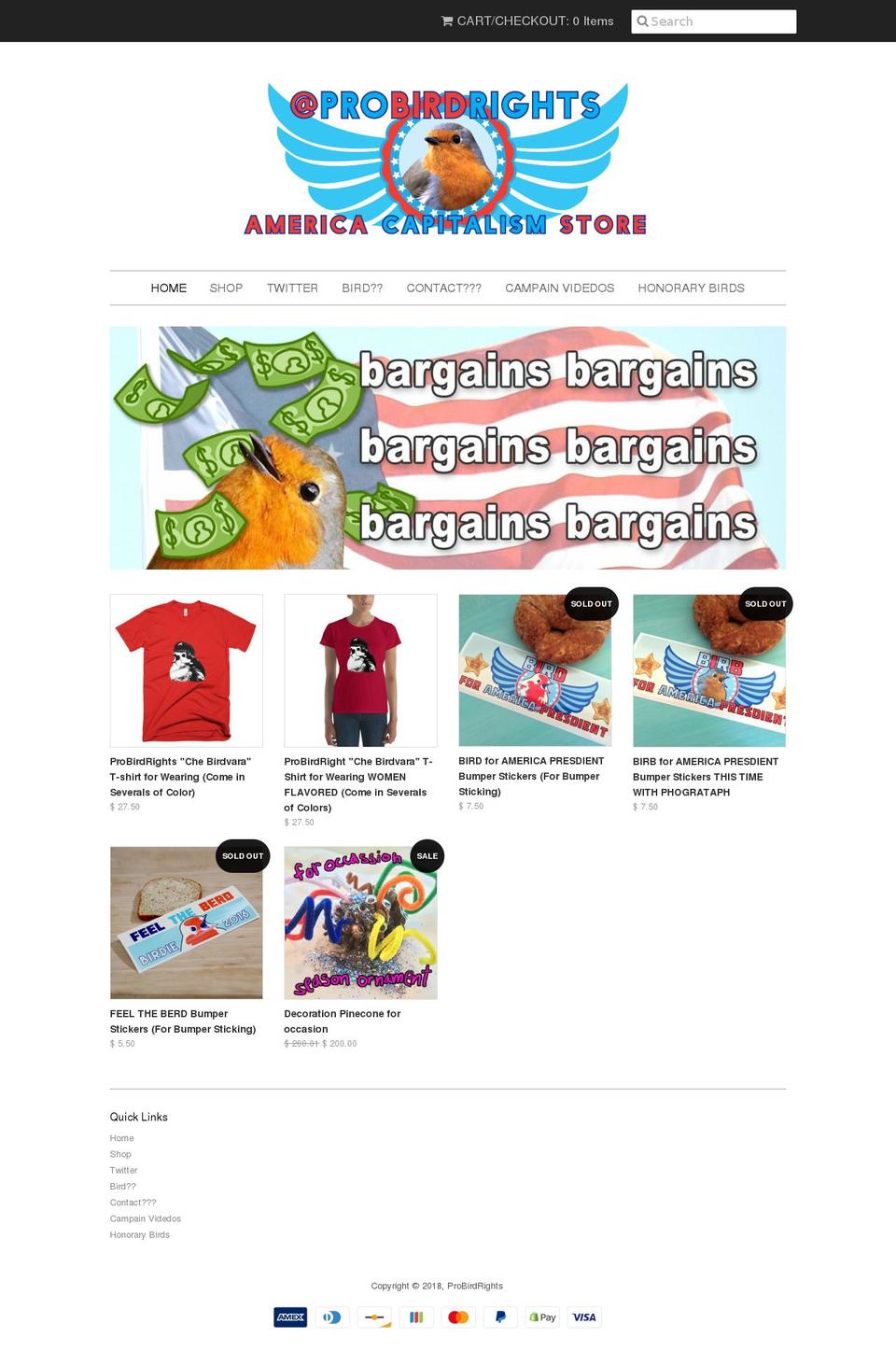birdsrightsactivist.com — Shopify storefront screenshot