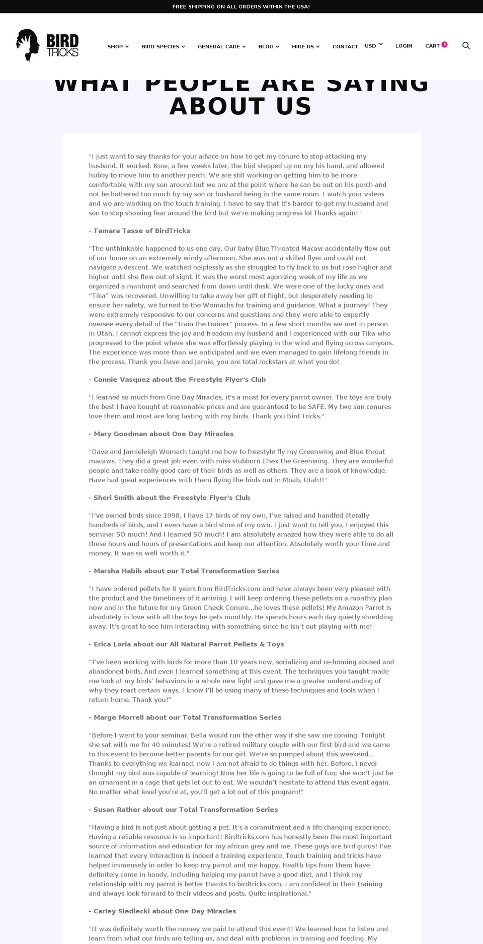 birdtricksreviews.com — Shopify storefront screenshot