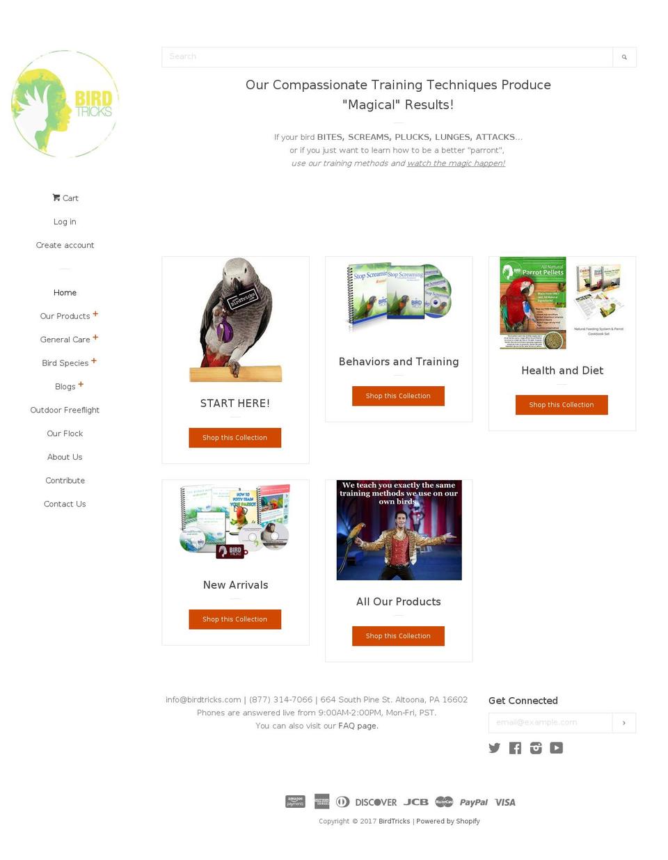 Trademark Shopify theme site example birdtricksstore.com