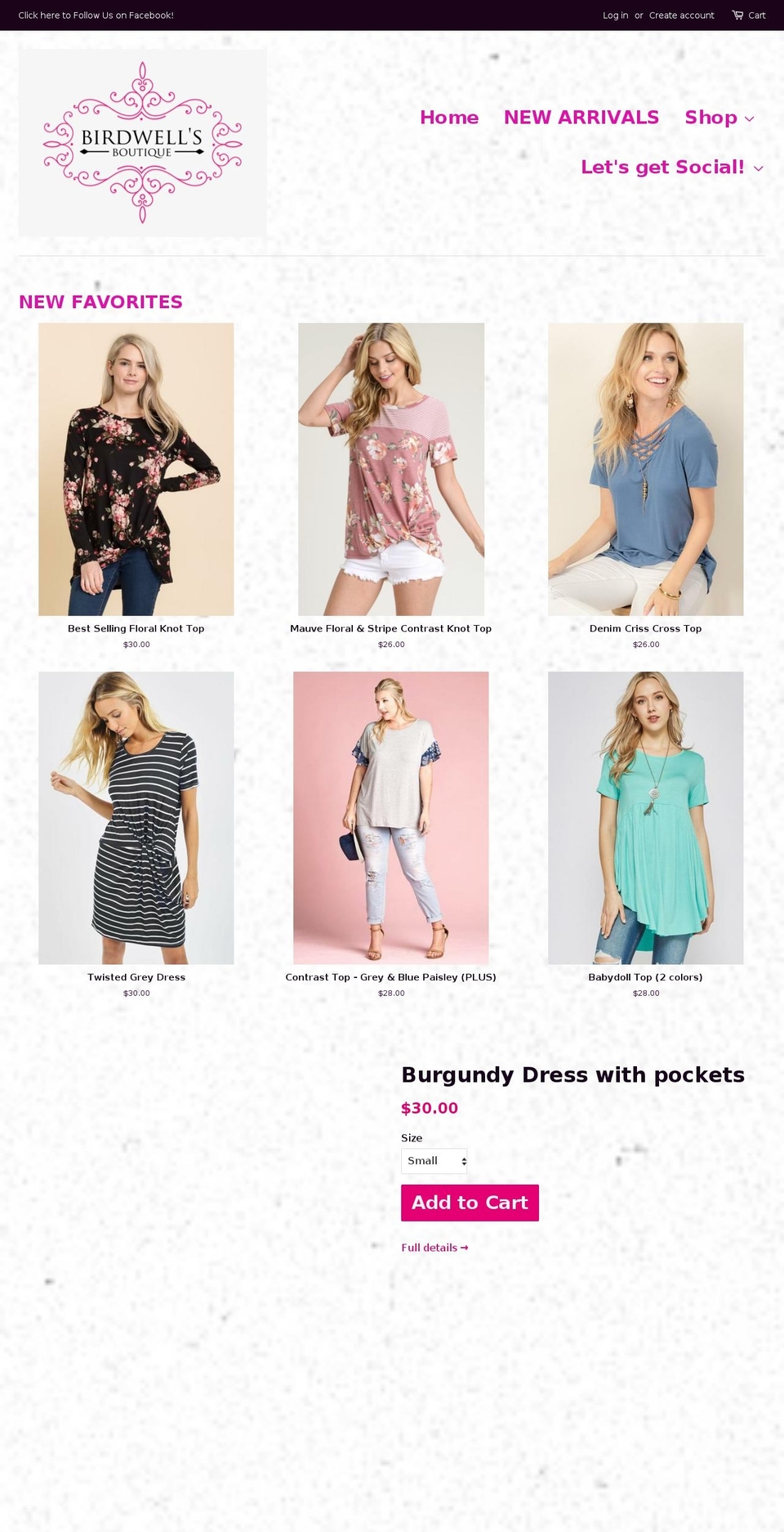 birdwellsboutique.com — Shopify storefront screenshot