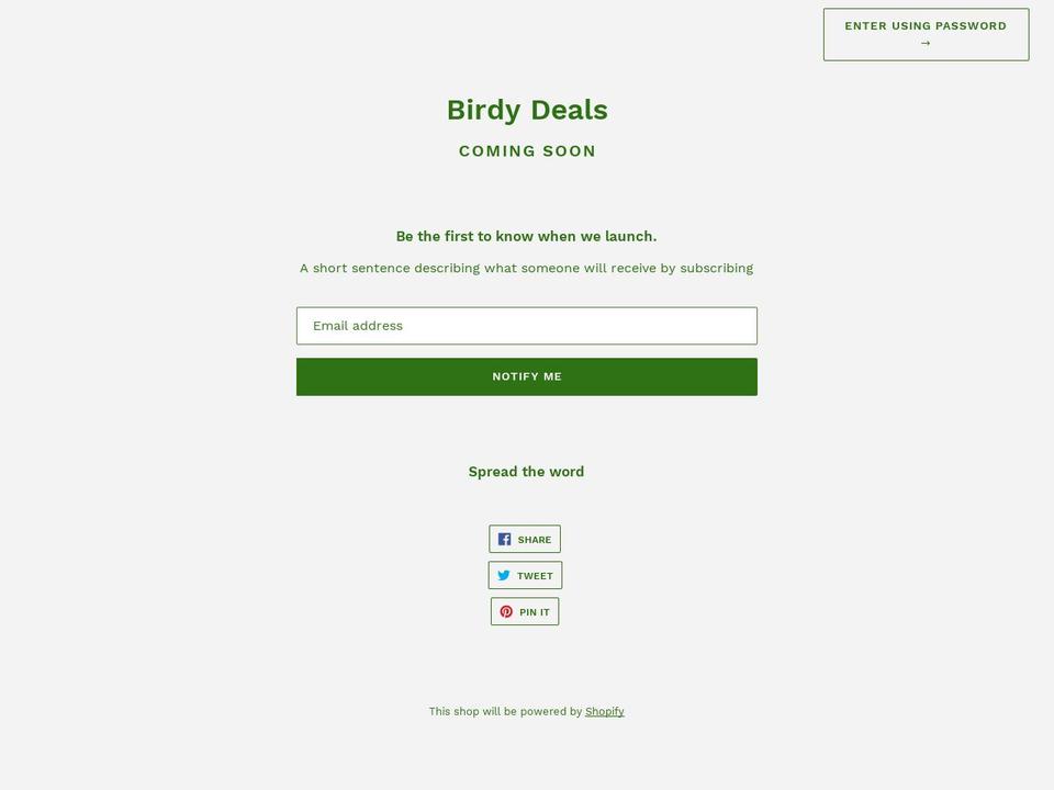 Version 2 Shopify theme site example birdydeals.com