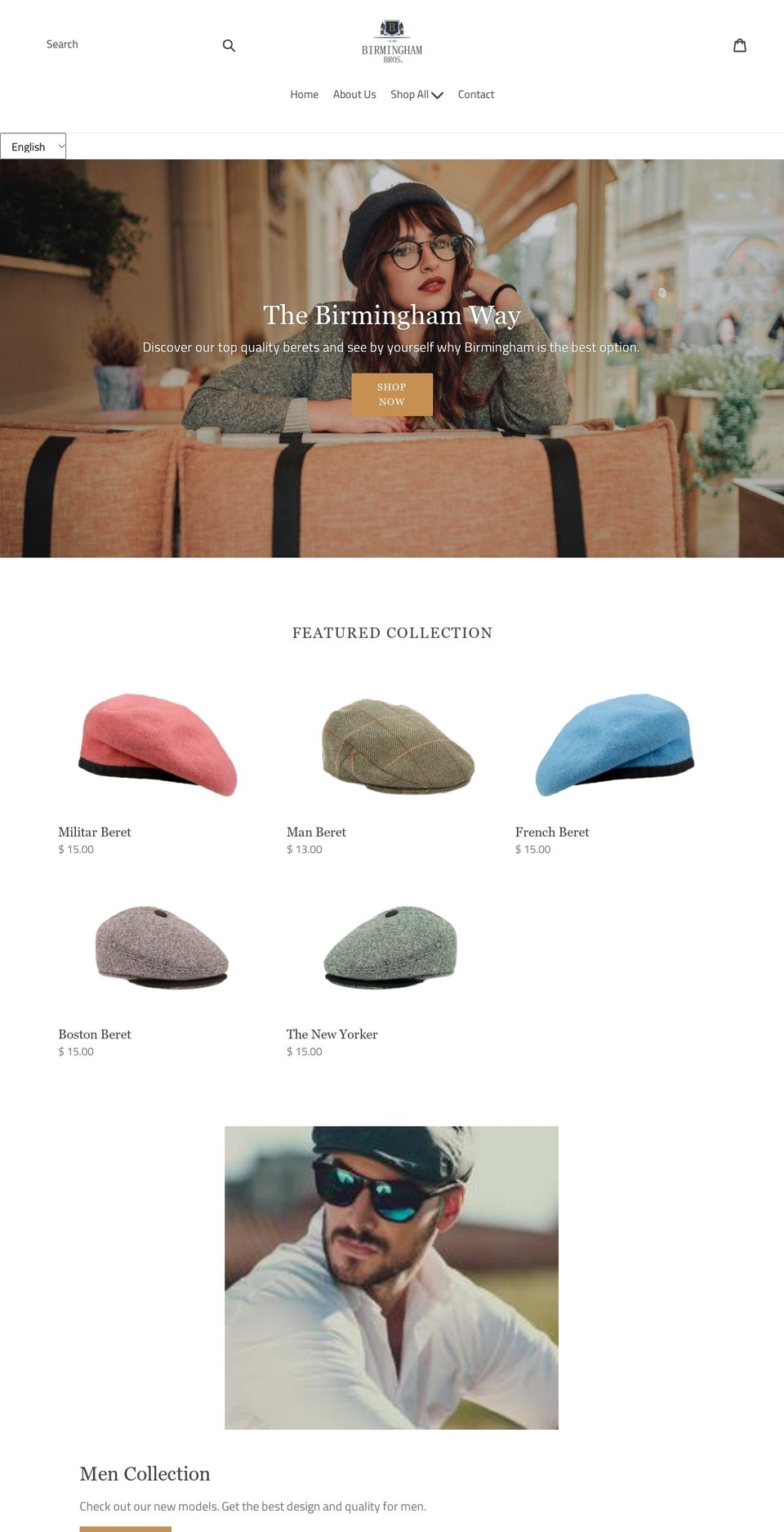 birminghambros.com — Shopify storefront screenshot