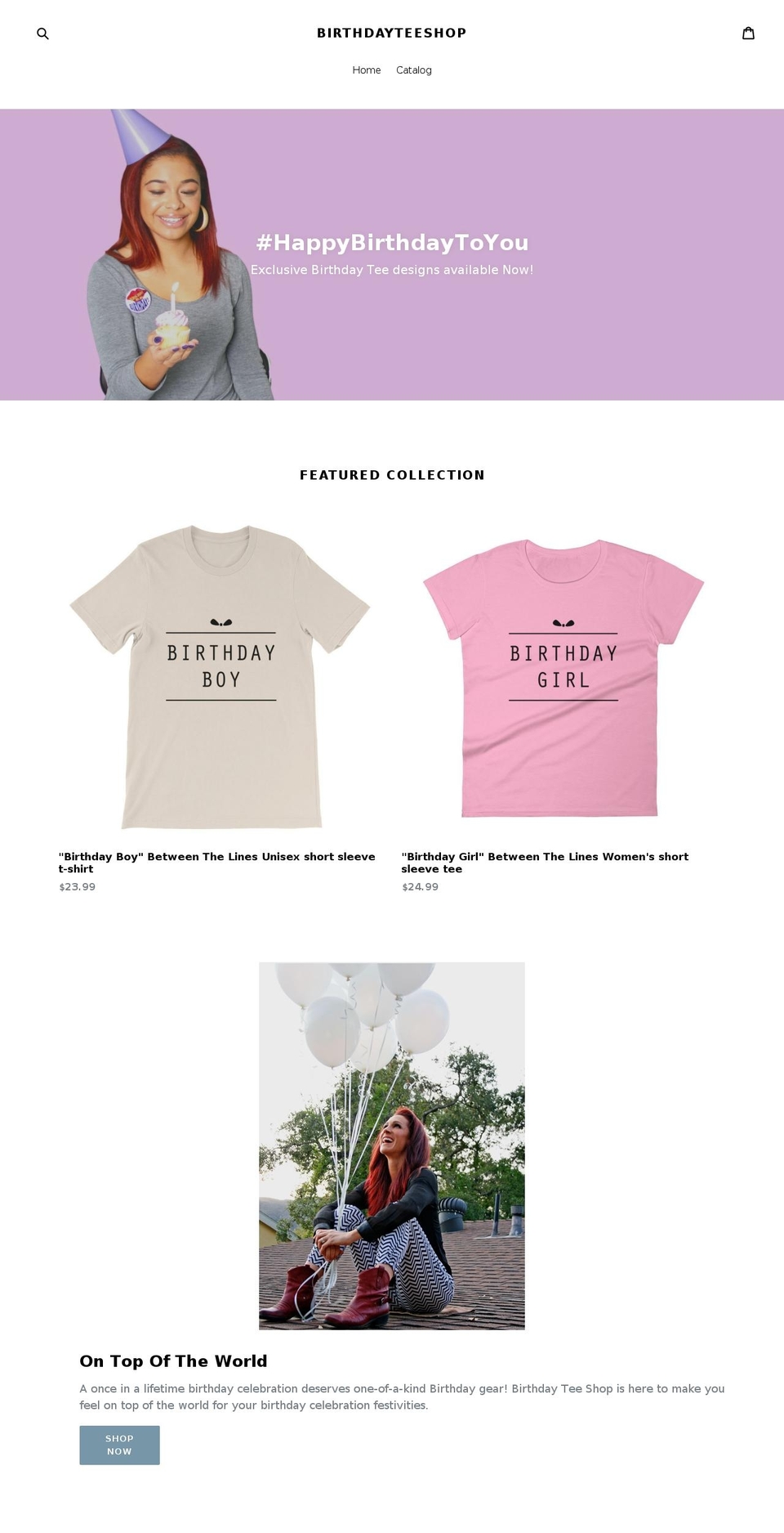 birthdayteeshop.com — Shopify storefront screenshot
