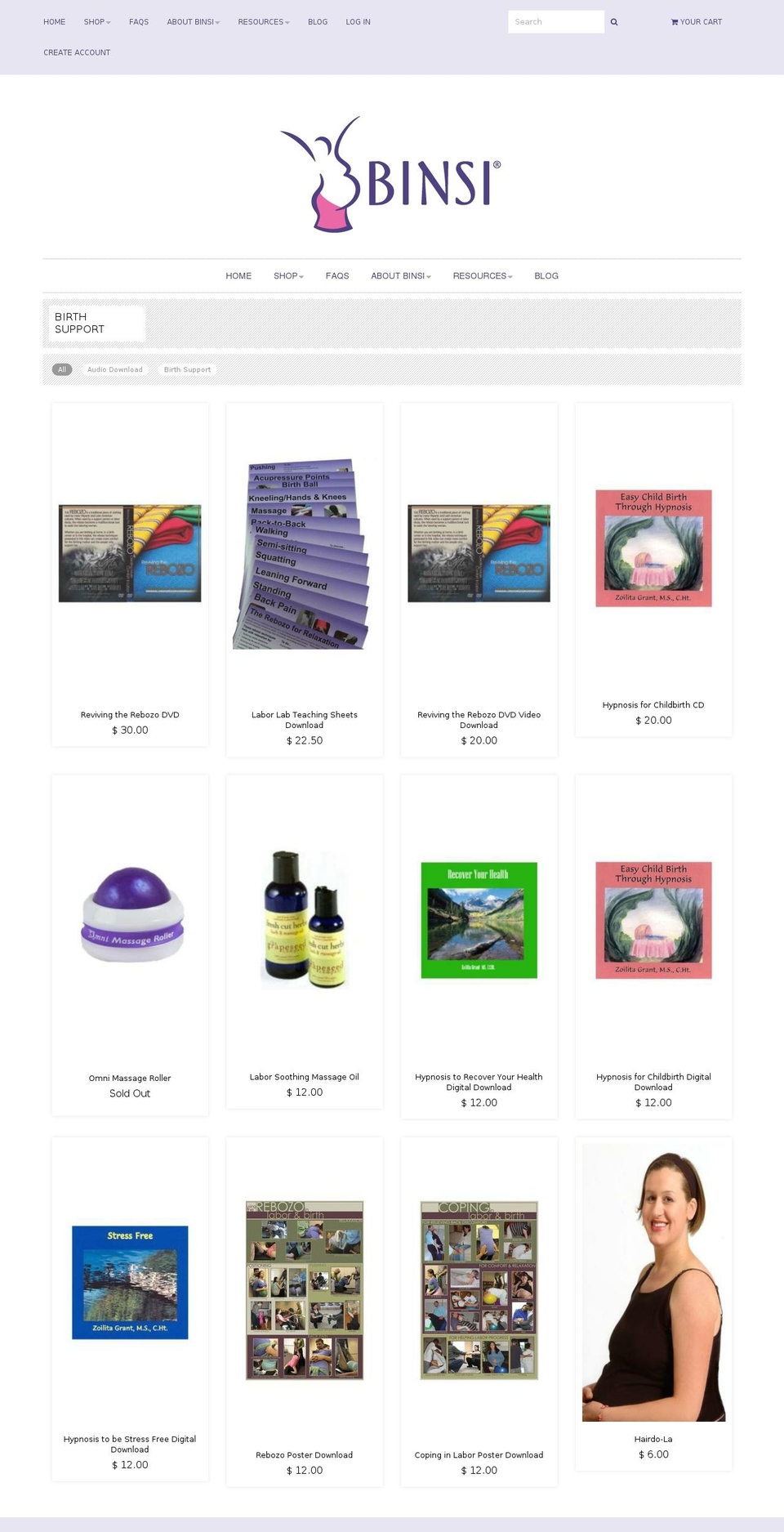 birthinspiration.com shopify website screenshot