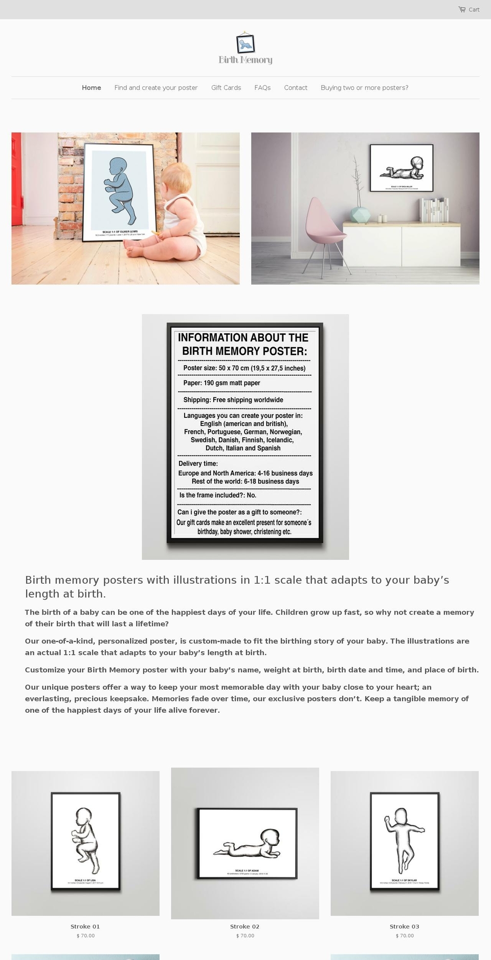 birthmemory.com shopify website screenshot