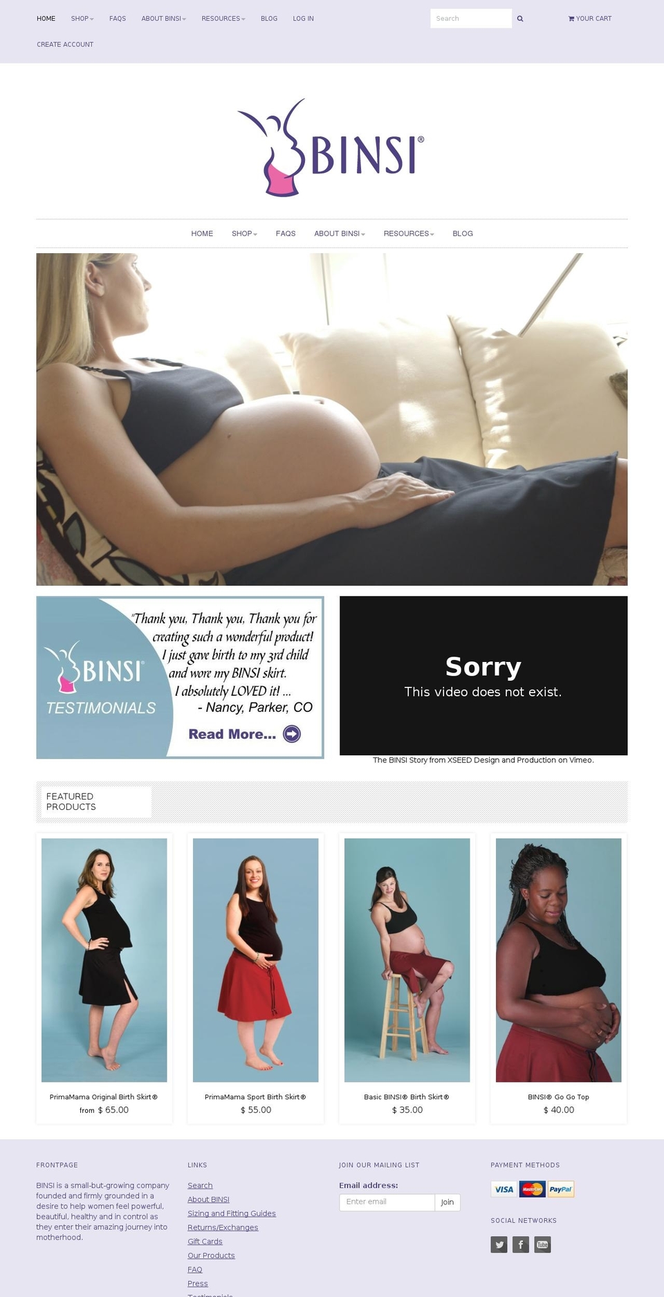 birthskirts.com shopify website screenshot