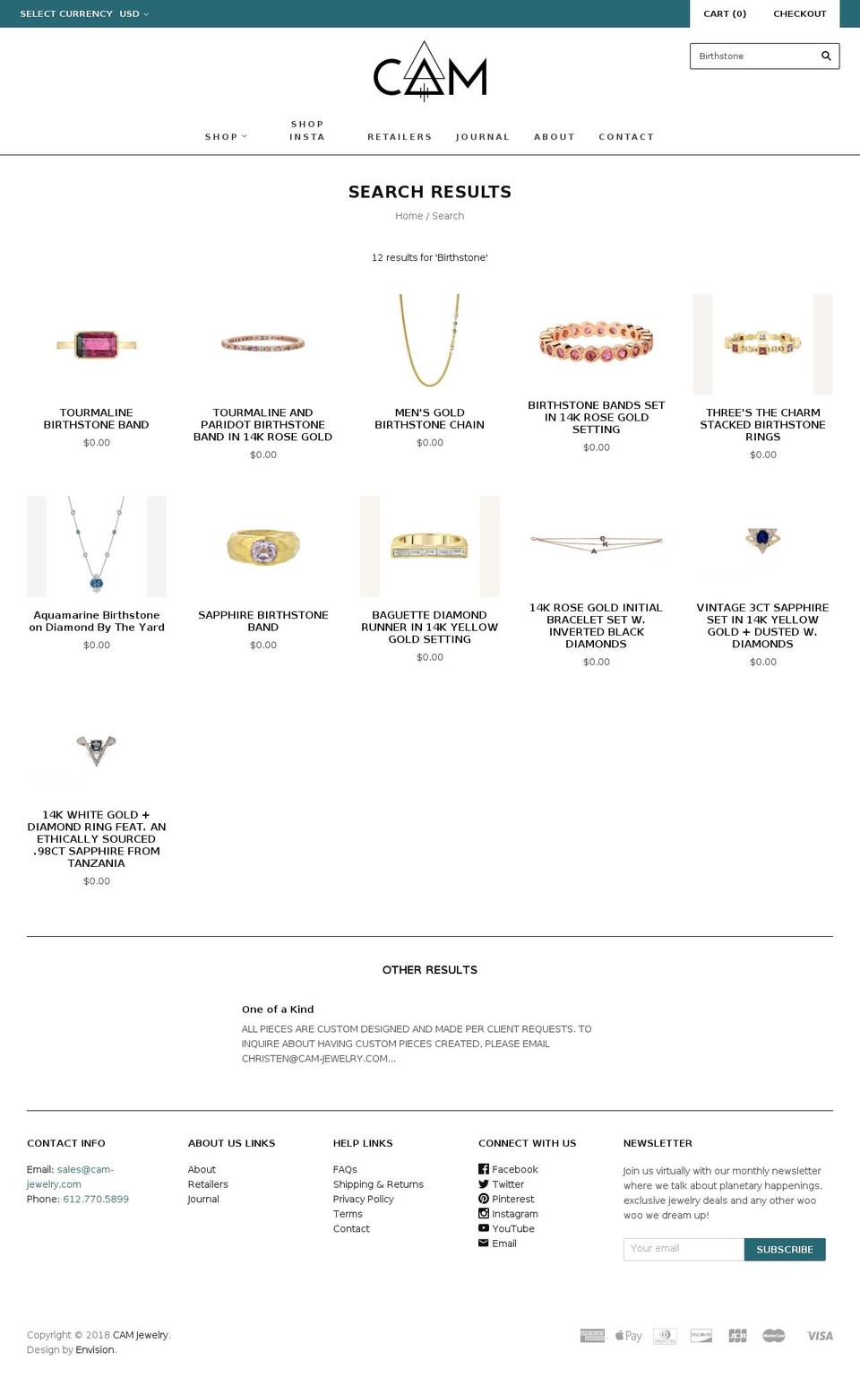birthstonecustomjewelry.com — Shopify storefront screenshot