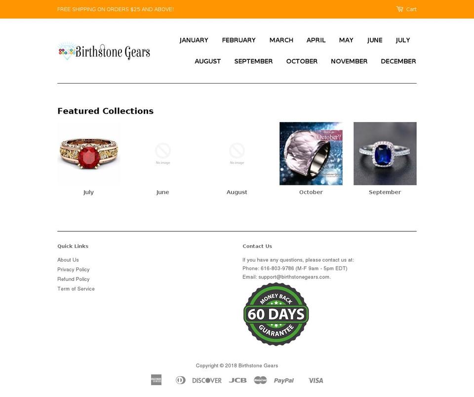 birthstonegears.com shopify website screenshot