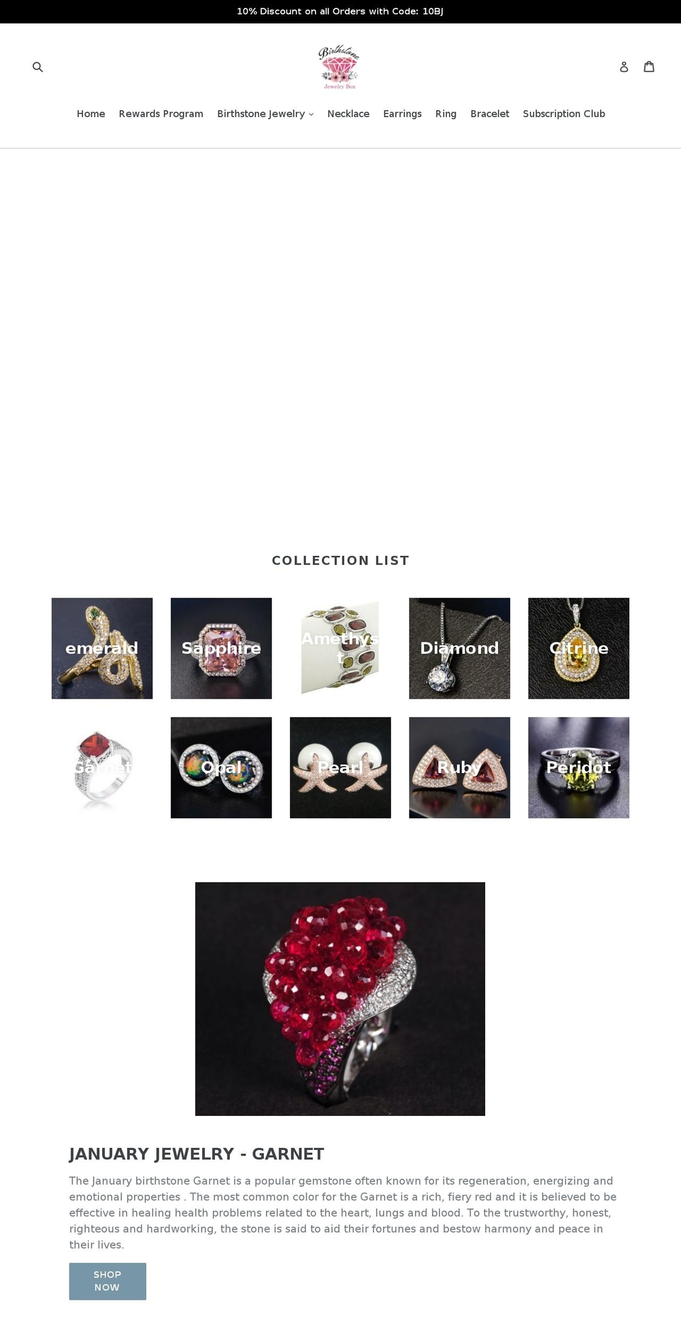 birthstonejewelrybox.com — Shopify storefront screenshot