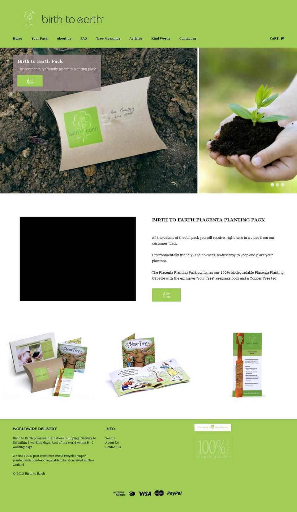 birthtoearth.co.nz shopify website screenshot