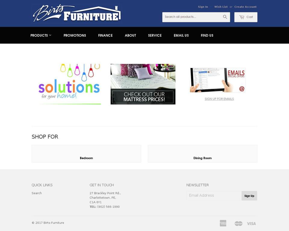 birtsfurniture.com shopify website screenshot