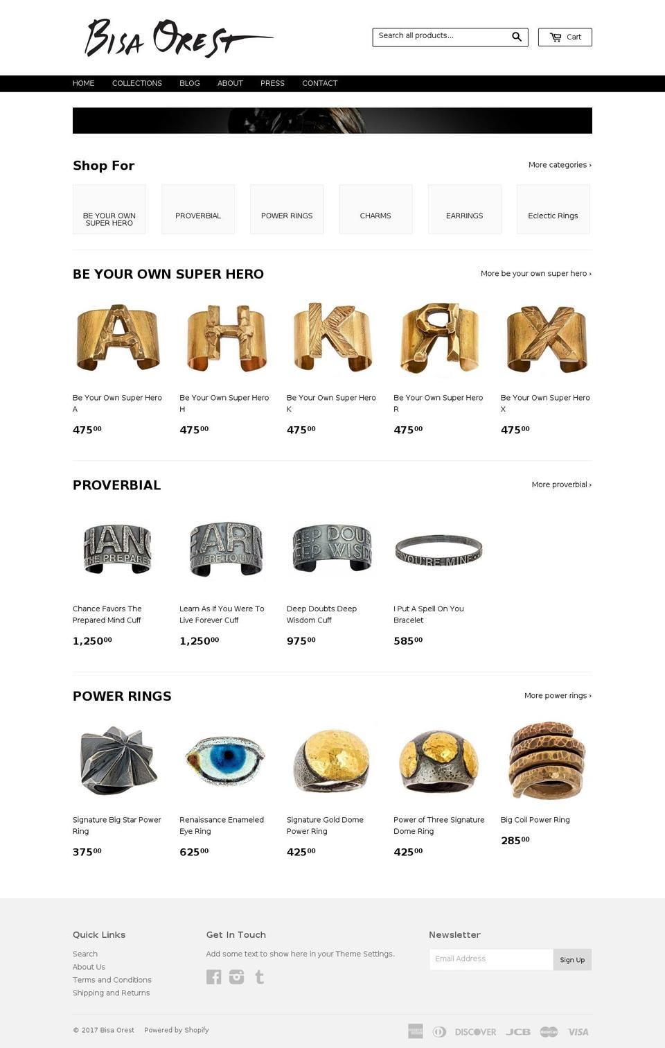 bisaorest.com shopify website screenshot