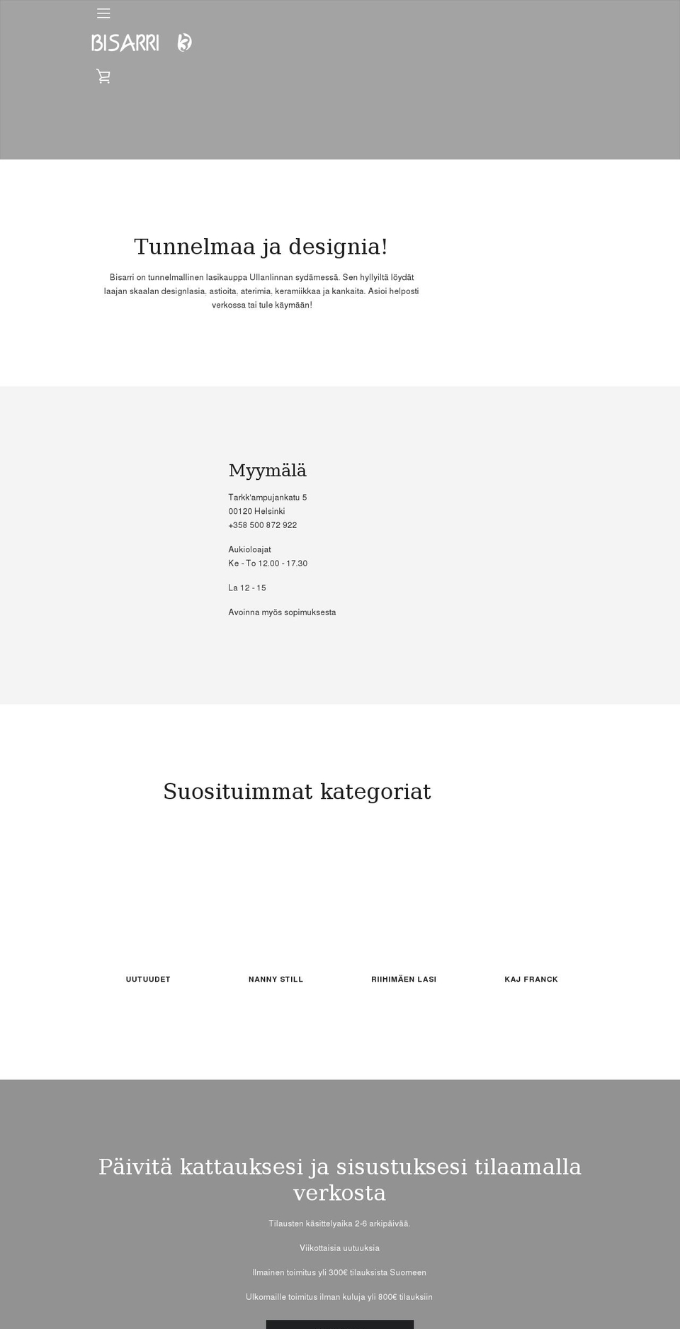 bisarri.fi shopify website screenshot