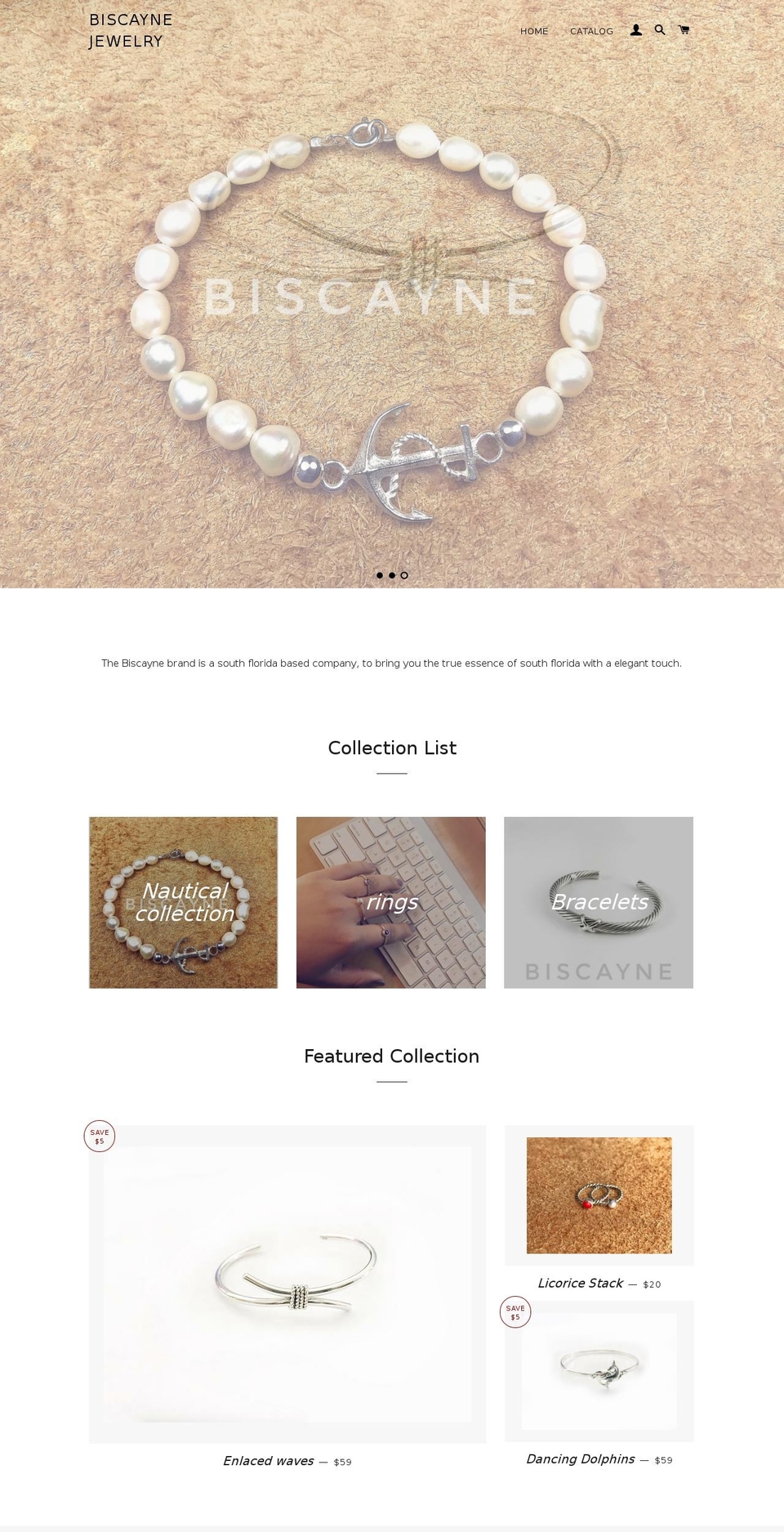biscaynejewelry.com — Shopify storefront screenshot