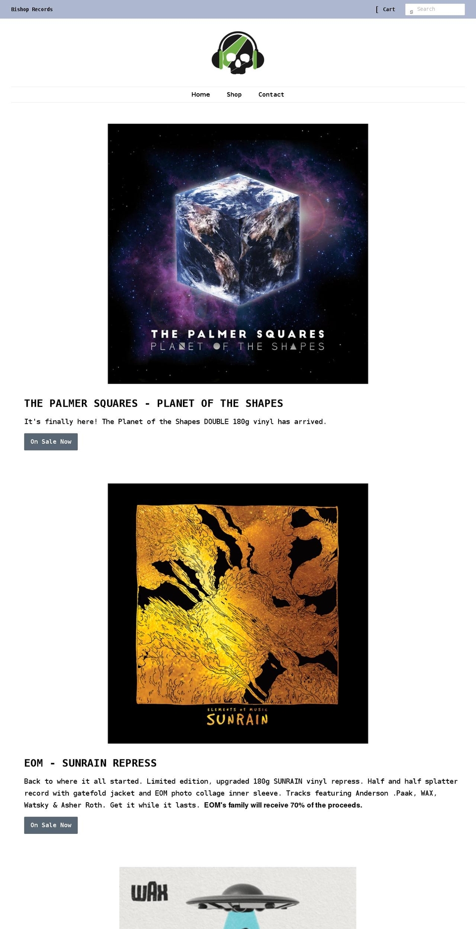 bishoprecords.com shopify website screenshot