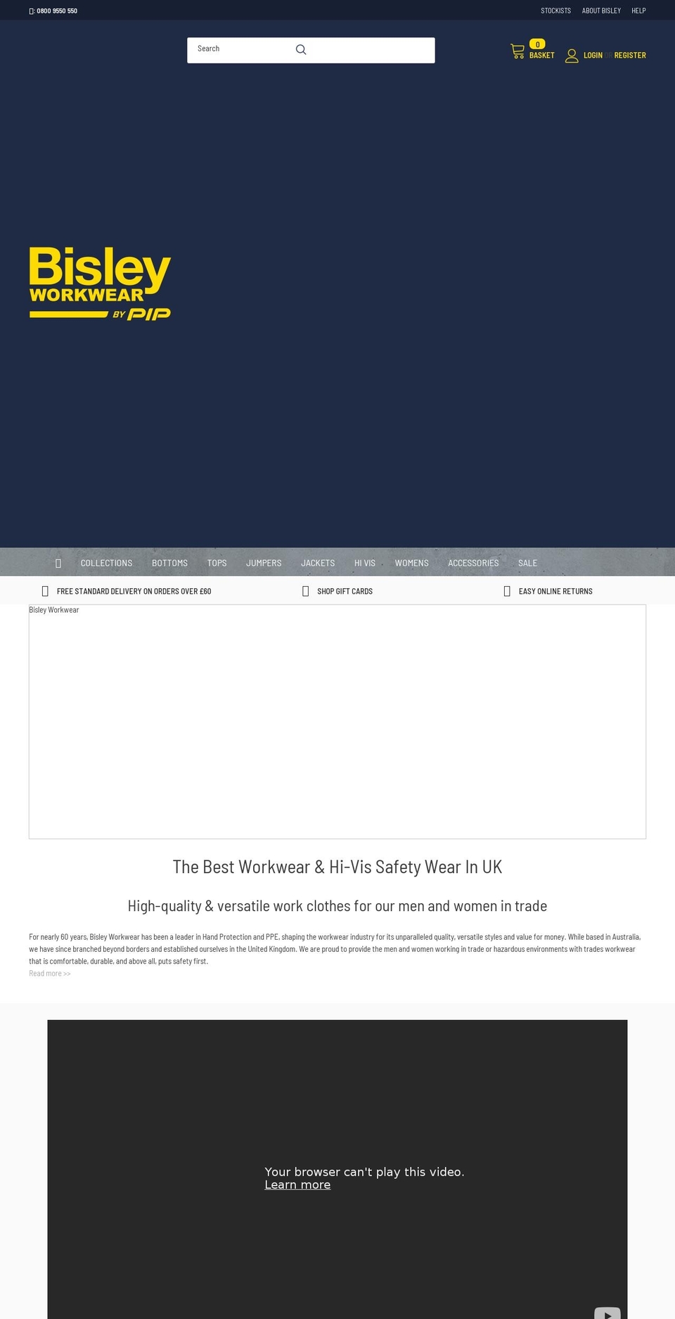 bisleyworkwear.co.uk shopify website screenshot