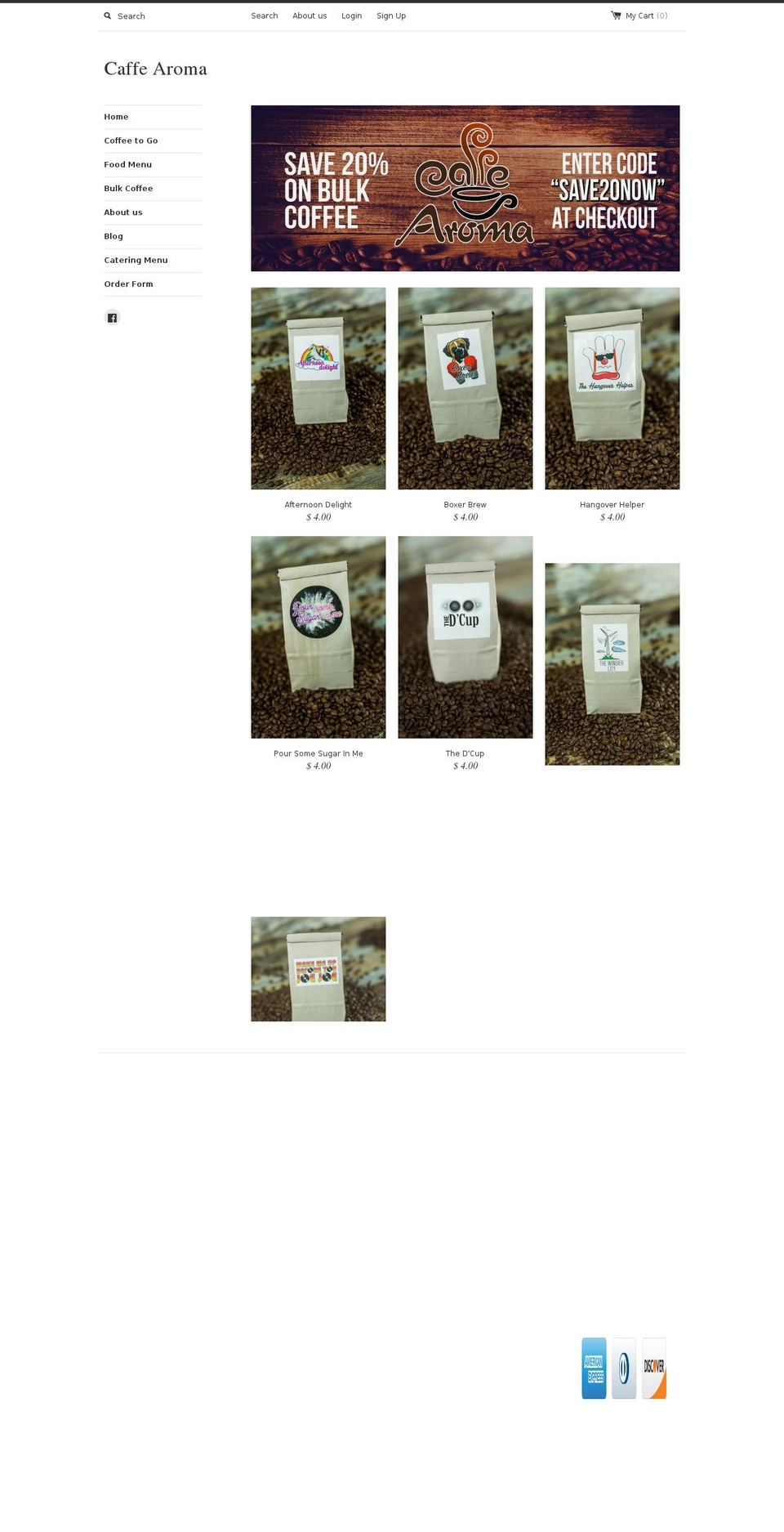 bismarckcaffe.com shopify website screenshot