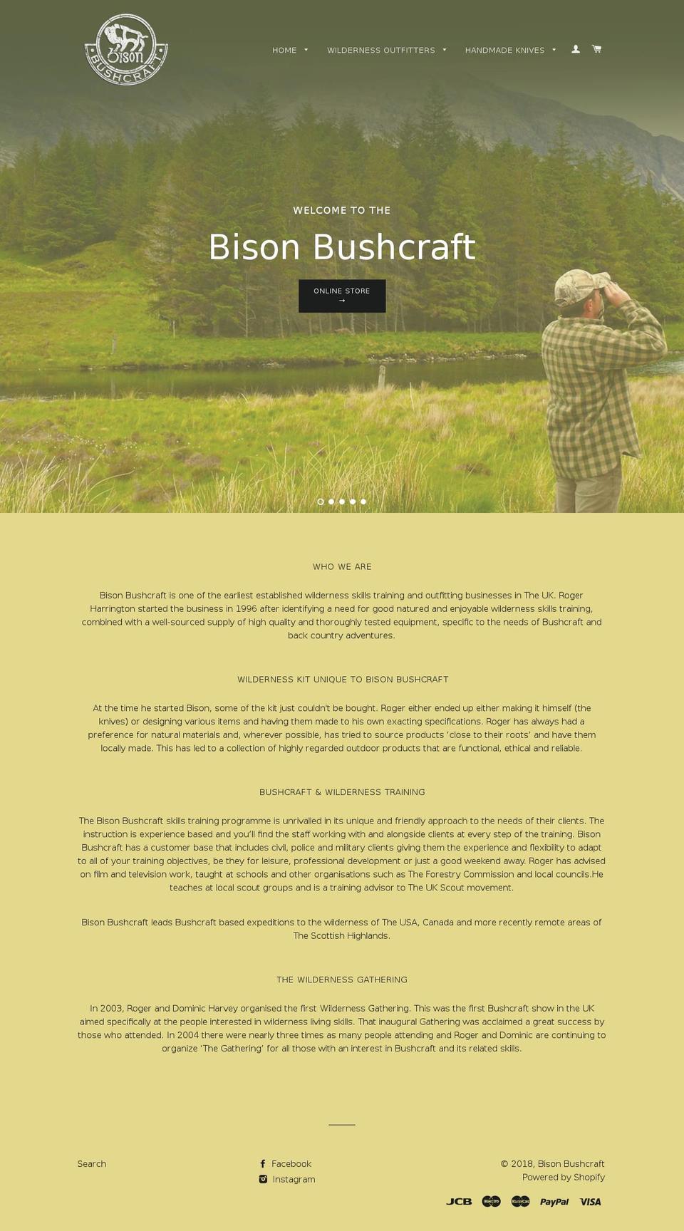 bisonbushcraft.org shopify website screenshot