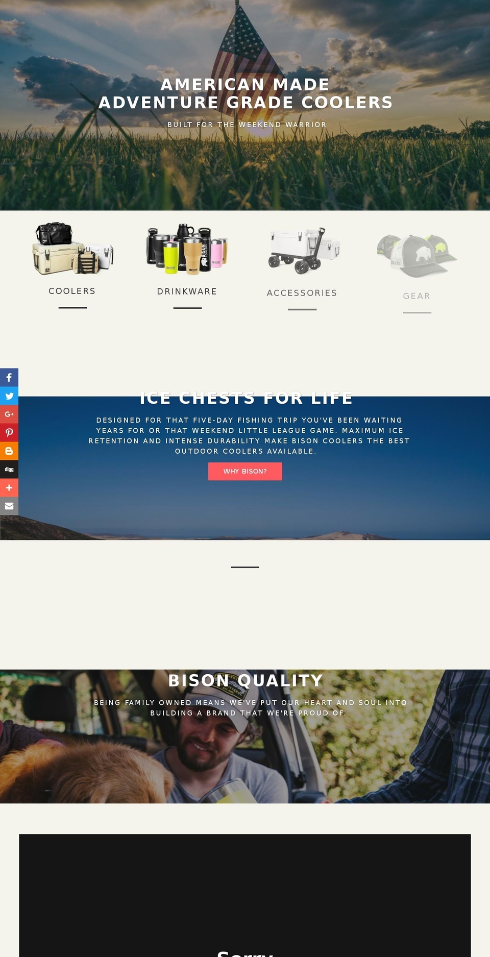 bisoncooler.com shopify website screenshot