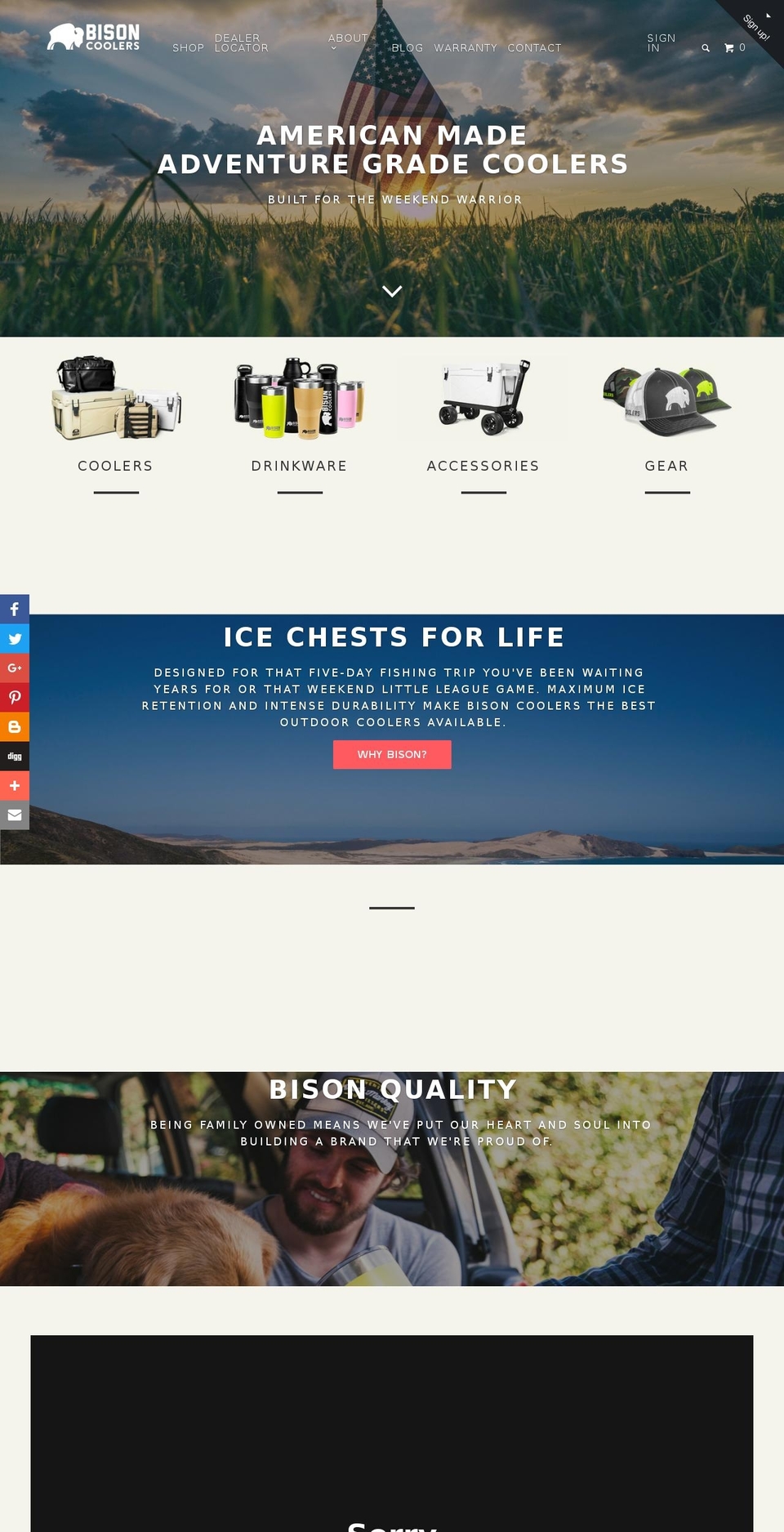 bisoncoolercompany.com shopify website screenshot
