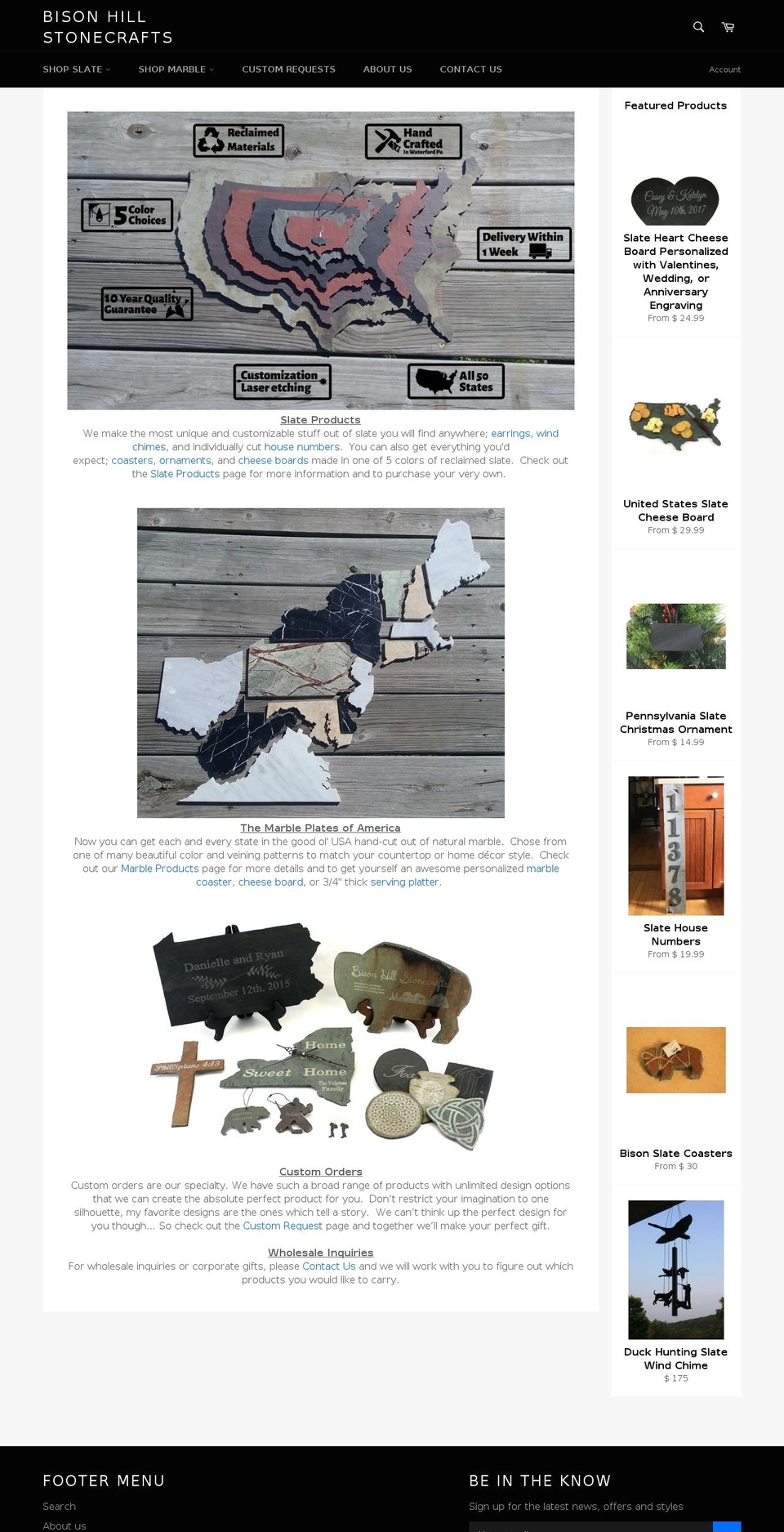 bisonhillstonecrafts.com shopify website screenshot