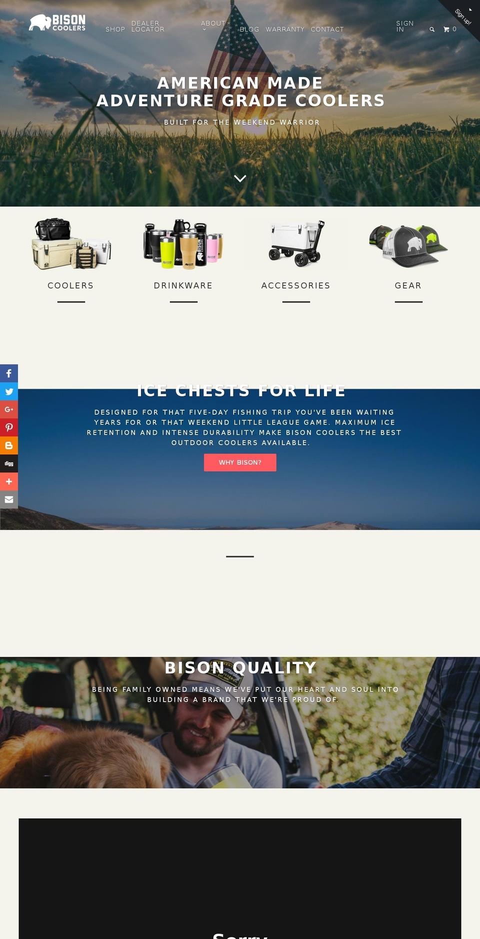 bisonicechest.com shopify website screenshot