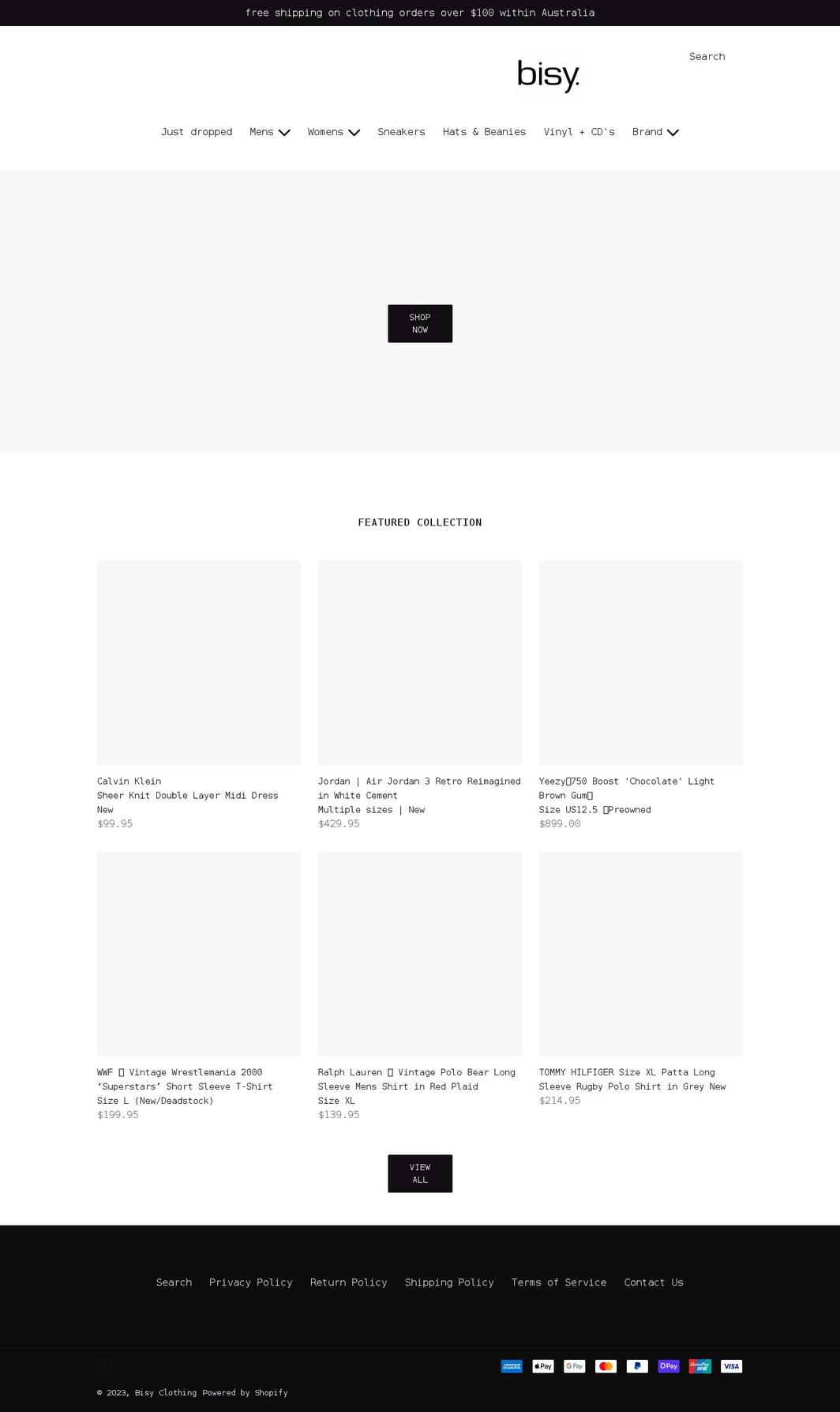 bisy.com.au shopify website screenshot